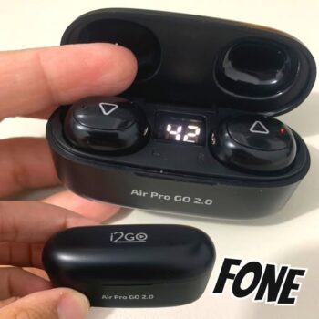 I2GO, Fone de Ouvido Sem Fio, Bluetooth 5.2, TWS, Air Pro GO 2.0, Controle Touch, Estojo de Carregamento, 20 Horas totais de Bateria, Preto, i2GO PRO