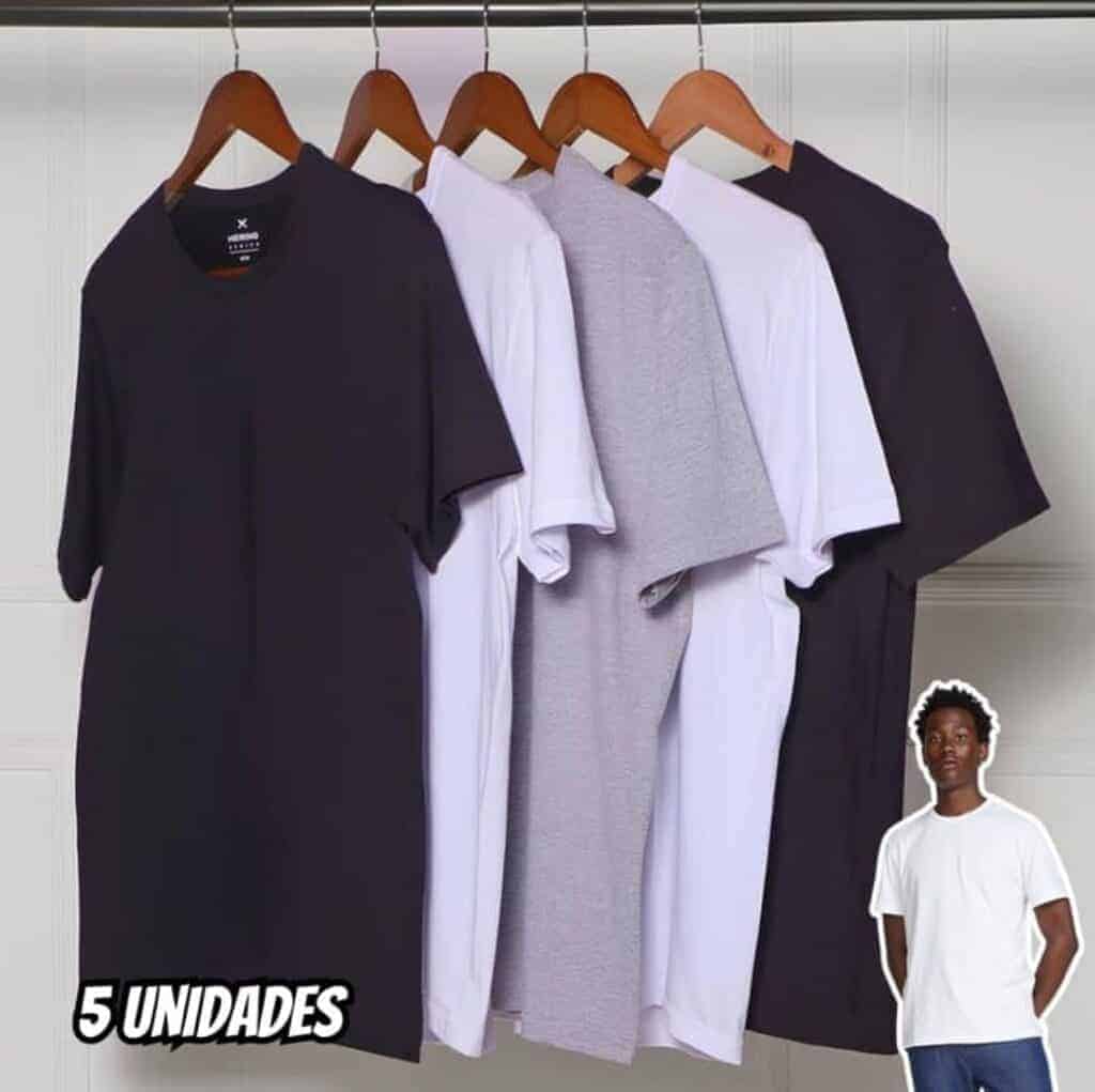 Kit Camiseta Hering Slim Masculina 5 Peças - Promotop