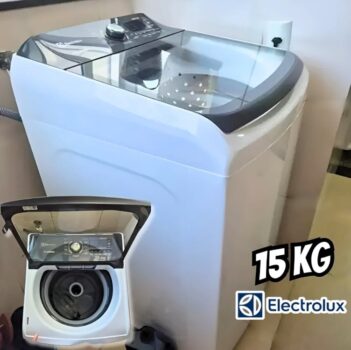 Lavadora de Roupas Electrolux 15kg Cesto Inox 11 Programas de Lavagem Branco Premium Care LEC15 - 110V