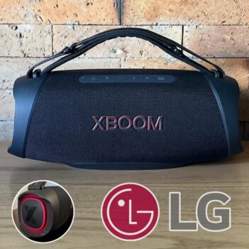 LG Xboom Go XG8T - 60W+60W RMS, Iluminação Lateral, IP67, 15h de Bateria, Woofer (x1) e Tweeters (x2)