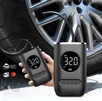 Mini Compressor Digital Rezzet Bomba De Encher Pneus Portátil Para Carro Bicicleta Motocicletas Preto Com Calibrador