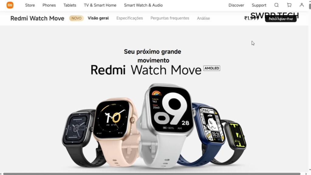Redmi Watch Move: Um Novo Smartwatch de Entrada com Acabamento Premium