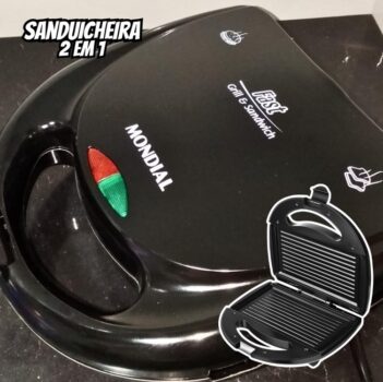 Sanduicheira Fast Grill e Sandwich Mondial S-12 750W - Preta - 110V