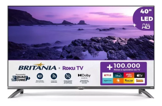Smart Tv 40” Britânia Btv40m9gr2cgb Roku Led Dolby Audio