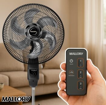 Ventilador de Coluna Mallory Chronos 126W, Silencioso, Com Controle Remoto, Hélice de 6 pás, Auto Desligamento Programável de até 7 Horas- PR – GR - 220V
