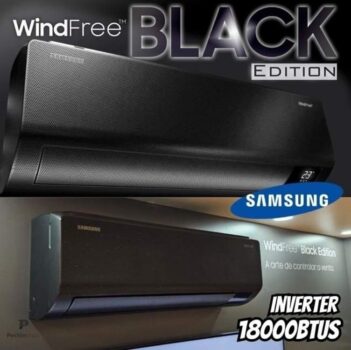 Ar-condicionado Split Inverter Samsung WindFree Black Edition Sem Vento 18.000 BTUs Quente e Frio AR18CSECABTNAZ 220V Kit