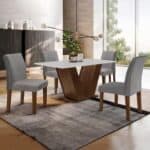 Conjunto Sala de Jantar Mesa 120x80cm Tampo MDF com 4 Cadeiras Espanha Yescasa Chocolate/Grafite - Marrom