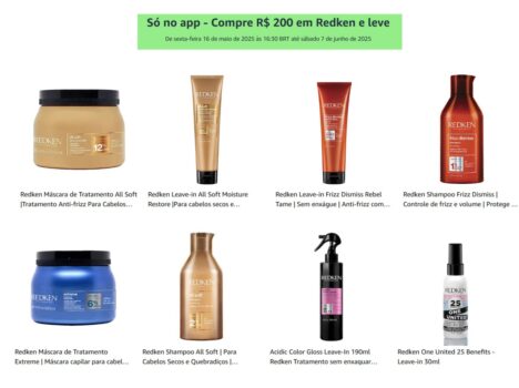Cupom Redken 50% OFF em Compras acima de R$200 - Amazon