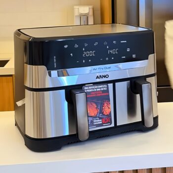Fritadeira Sem Óleo Air Fryer Arno Dual 8,3L AFD2, Cestos Duplos Independentes, Função SYNC, Painel Digital, Inox, 1800W, 110V