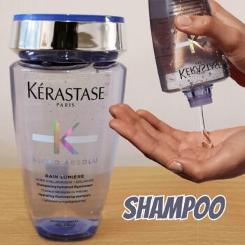 Kérastase Shampoo Blond Absolu Bain Lumière, Cabelos loiros, descoloridos, Hidratação, restauração, Ácido Hialurônico, Flor de Edelweiss, 250 ml