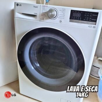 Lava e Seca LG 14kg Smart Smart VC4 CV5014WC4 com - Inteligência Artificial Água Quente e Fria Branca