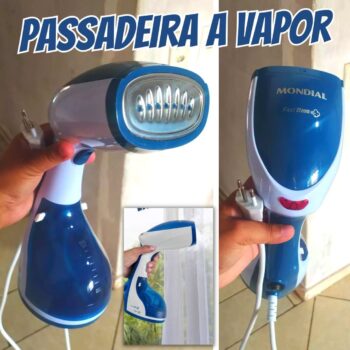 Passadeira a Vapor Portátil Fast Steam, Mondial, Branco/Azul, 1500W, 110V - VP-09