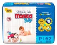 Promotop: As melhores Promoções,cupons e descontos! Fraldas Descartáveis Baby Qu4troSec Com 62 Unidades Tamanho P Turma da Mônica