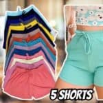 Kit 5 Short Shortinho Malha Canelado Feminino Moda Praia