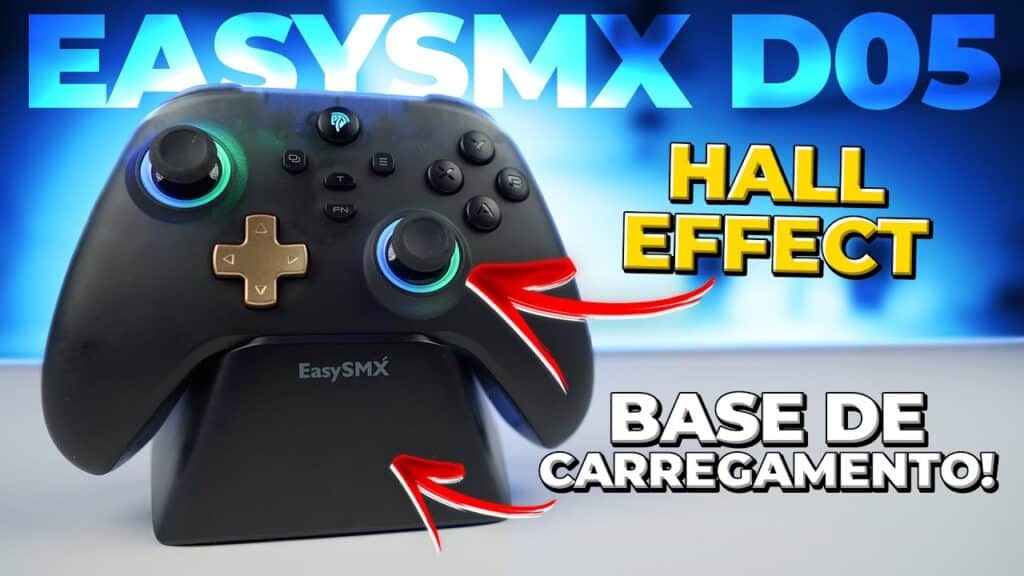 EasySMX D05: Controle Gamer Bom e Barato com Base de Carregamento EasySMX D05: Controle Gamer Bom e Barato com Base de Carregamento