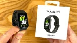Samsung Galaxy Fit3 Grafite Display de 1.6 AMOLED colorido, Bluetooth, Design Premium em Alumínio, Mais De 100 Exercícios e Resistente à Água e Poeira