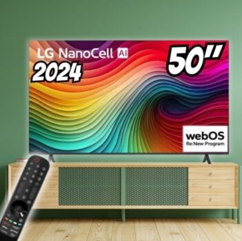 Smart TV 50" 4K LCD LED NanoCell LG 50NANO80TSA WebOS 24 Processador α5 Ger7 Wi-Fi e Bluetooth com Alexa 3 HDMI 2 USB