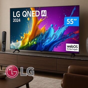 Smart TV 55" 4K UHD QNED LG 55QNED80TSA Wi-Fi Bluetooth com Alexa 3 HDMI 2 USB