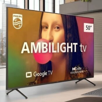 Smart TV Philips Ambilight 50" 4K 50PUG7908/78, Google TV, Comando de Voz, Dolby Vision/Atmos, VRR/ALLM, Bluetooth