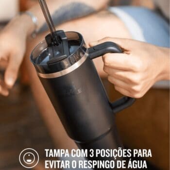 Stanley - Copo Quencher H2.0 FlowState 887ml - Copo de aço inoxidável com tampa, isolamento a vácuo, para água, chá gelado, café, smoothies e muito mais, Black 2.0
