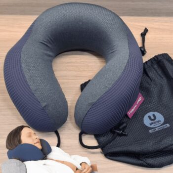 Travesseiro de Viagem - Off Night Cinza - I wanna sleep - Suporte Ergonômico Memory Foam, Compacto, Portátil e Versátil. Ideal para Viagens de Avião, Carro e Ônibus.
