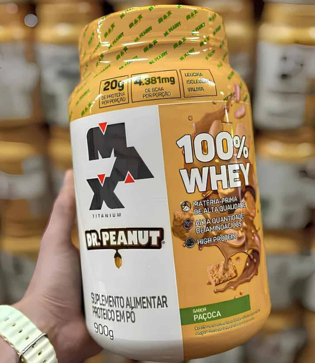 100% Whey Max Titanium X Dr. Peanut 900g Paçoca Max Titanium - Promotop