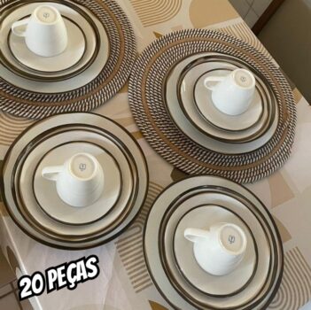 Aparelho De Jantar Canyon Porcelana 20 Peças Tramontina Cor Branco Liso
