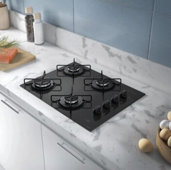 Cooktop 4 Bocas Atlas Agile Up Mesa Vidro Mega Chama Bivolt
