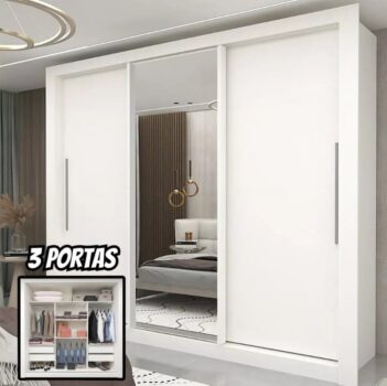 Guarda-roupa Casal 3 Portas 1 Porta Espelhada Milão He