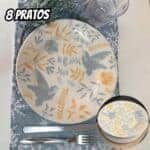 Jogo 6 Prato De Sobremesa 18 Cm Bem Te Vi Bionna Cor Cinza, Amarelo e Off White Florido pássaros