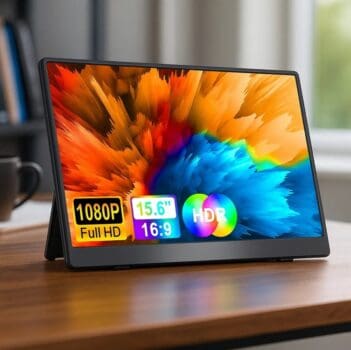 Monitor portátil FHD de 15,6 polegadas, tela IPS 1920x1080P, HDR, luz azul baixa, Monitor Ultra Fino para Laptop com Suporte, Para PC, MAC, Celular, Xbox, PS5 - Conectividade USB C e HDMI