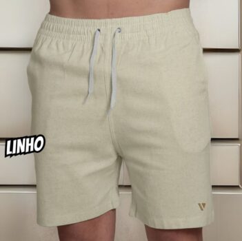 Short Bermuda Praia Linho Mauricinho Masculino Verão Voker