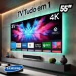 Smart TV 55" 4K UHD QLED Samsung 55Q60DA Wi-Fi Bluetooth Alexa 3 HDMI 2 USB