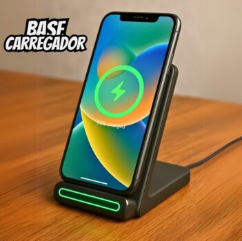 Basike Carregador Sem Fio, 15W Estação de Carregamento Rápido, Compatível iPhone16,15,14,13,12,11 (Pro, Pro Max)/XS/XR/XS/X/8(Plus) (Preto)