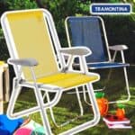 Cadeira de Praia Tramontina Creta Master em Alumínio com Assento Amarelo