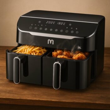 Fritadeira Elétrica Sem Óleo Air Fryer 8l Preta Com 2 Gavetas 1800w 127v Multi - Go219
