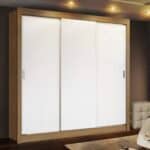 Guarda Roupa Casal Madesa Mônaco 3 Portas de Correr – Rustic/Branco