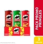 Pringles Pack Promo Salgadinho de Batata Frita 3 Sabores - Original, Creme e Cebola e Churrasco