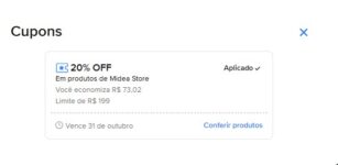 Cupom 20% OFF em Produtos Midea!