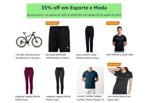 35% off em Esporte e Moda - Amazon