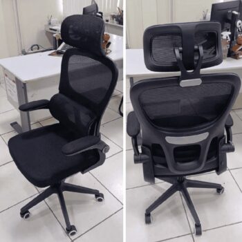 Cadeira Escritório Ergonômica Genebra B500 Luvinco Cor Preto Com Suporte Lombar Estofado Mesh