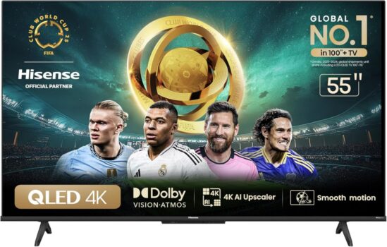 Hisense Smart TV UHD 4K QLED 55" Polegadas 55Q6N Google TV com HDR10+, Dolby Atmos, Sports Mode, Game Mode Plus e Compatível com Alexa