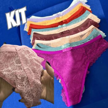 Kit 10 Calcinha Lingerie Tanga Fio Toda Em Renda Atacado