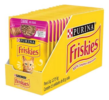 Kit 15 Un Sache Friskies Gato Carne Molho 85g Petisco Felino