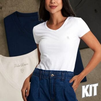Kit 3 Camisetas Femininas Básicas Polo Wear Sortido