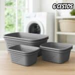 Kit Cestos Organizadores Retangular Branco - Soprano E-Combo 6 Peças