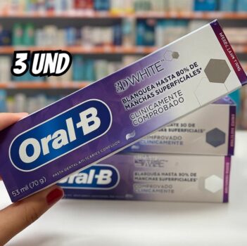 Oral-B Pasta de Dente 3D White Brilliant Fresh, Clareador Avançado com Micropartículas Clareadoras, 53 ml, 3 Unidades