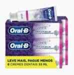 Oral-B Pasta de Dente 3D White Brilliant Fresh, Clareador Avançado com Micropartículas Clareadoras, Elimina até 80% das manchas superficiais 53 ml, 6 Unidades