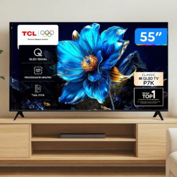 Smart TV 55" TCL 4K UHD QLED 55P7K Google TV AiPQ Google Assistente 3 HDMI 1 USB