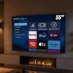 Smart TV DLED 55" Ultra HD Britânia 4K BTV55G7PR2CGB Roku TV com HDMI, USB, Wi-Fi, Dolby Audio e Processador Quad-Core